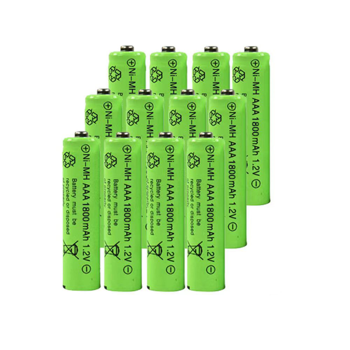 CAESEA 1.2V AAA Ni-MH Rechargeable Battery 1800mAh for Keyboard Mouse Solar Light Remote Control - 12 Pack